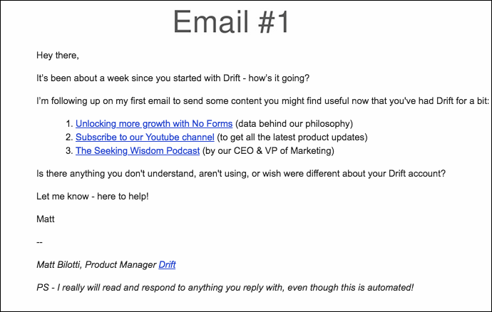 An example of a drip email campaign