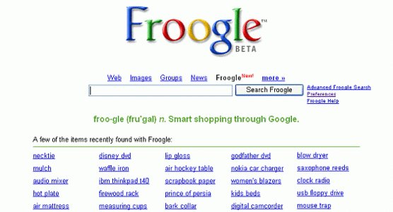 History of Google Shopping when it was called Froogle.